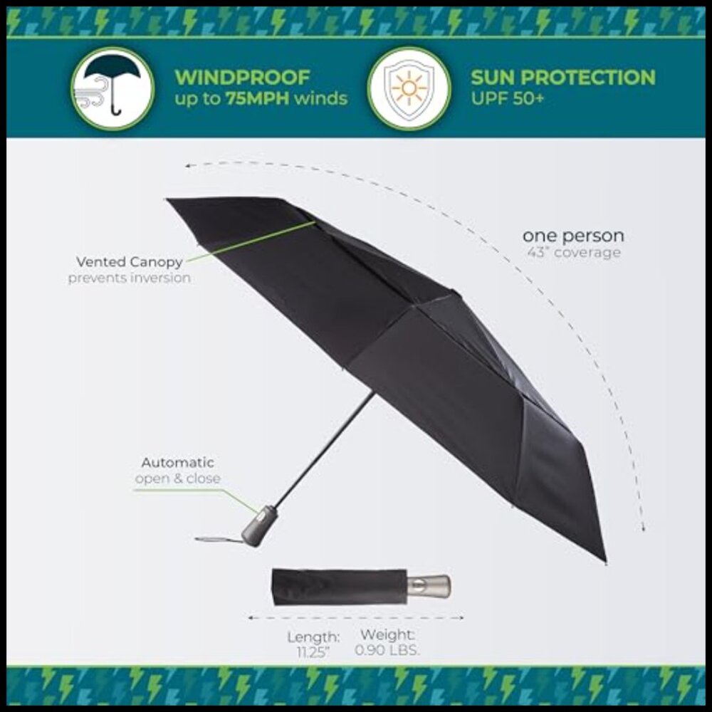 Auto Open Close Windproof Compact Umbrella Uv Wat… - image 2